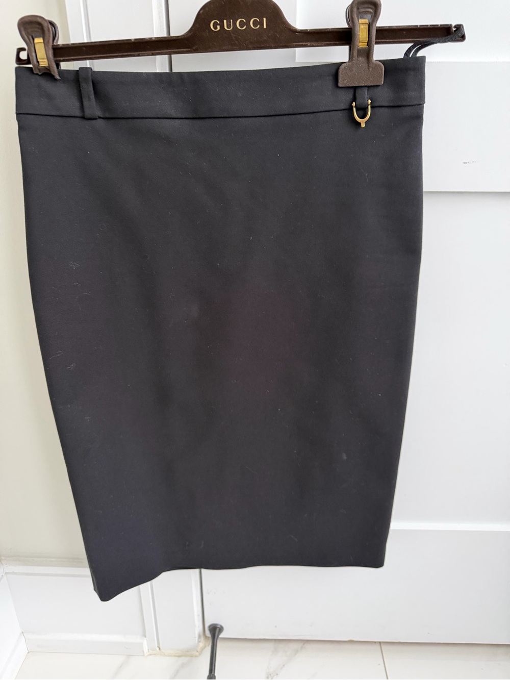 Gucci Black Pencil Skirt with Gold Horsebit Hardware